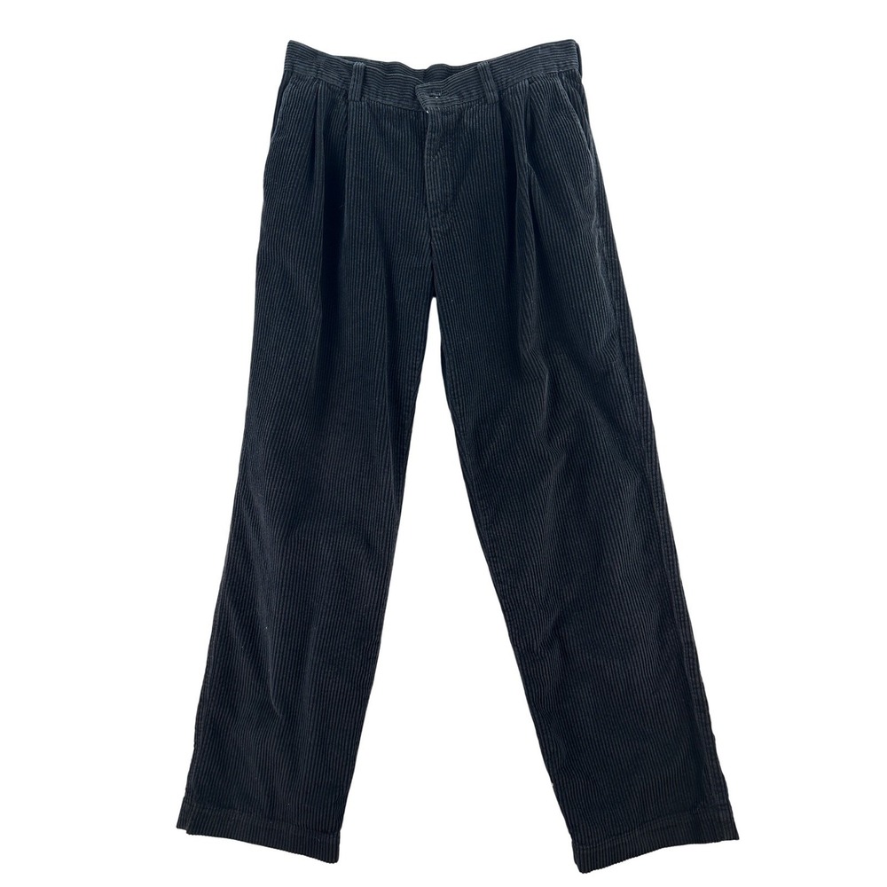 Marks & Spencer Pleated Wide Whale‎ Corduroy Chino Pants Men's 34x32 Black
